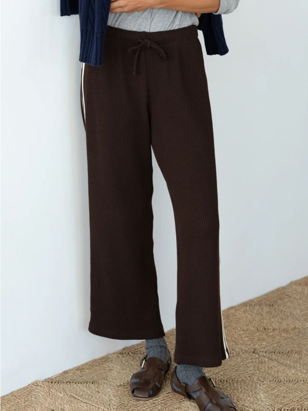 DONNI The Thermal Stripe Crop Pant | Espresso Brown size XXL $344